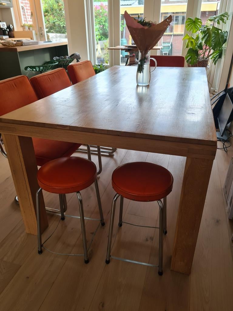 Mooie grote eikenhouten tafel (200x100 cm), Ophalen, Gebruikt, 100 tot 150 cm, Eikenhout
