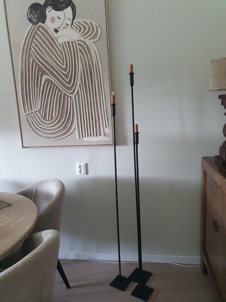 Landelijke sobere vloerkandelaars Marloes set van 3, Ophalen, Nieuw, Hout, 50 tot 75 cm