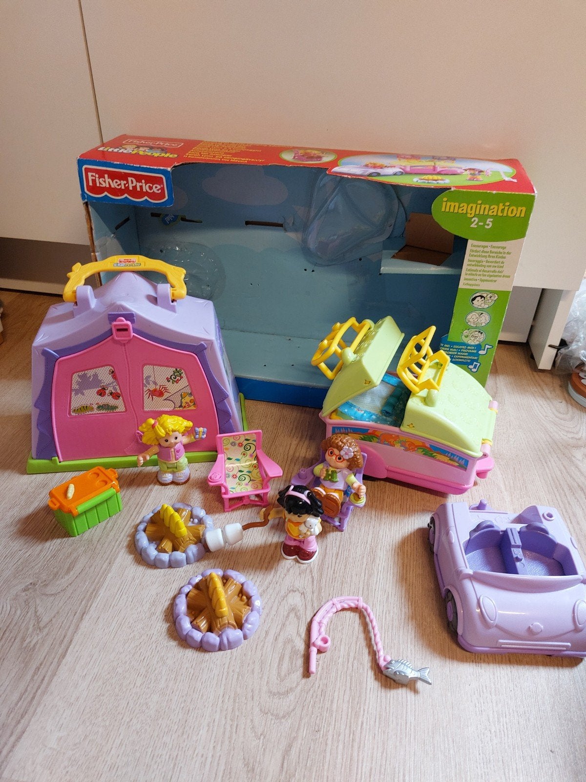 Little people camping met tent, caravan en auto, Ophalen of Verzenden