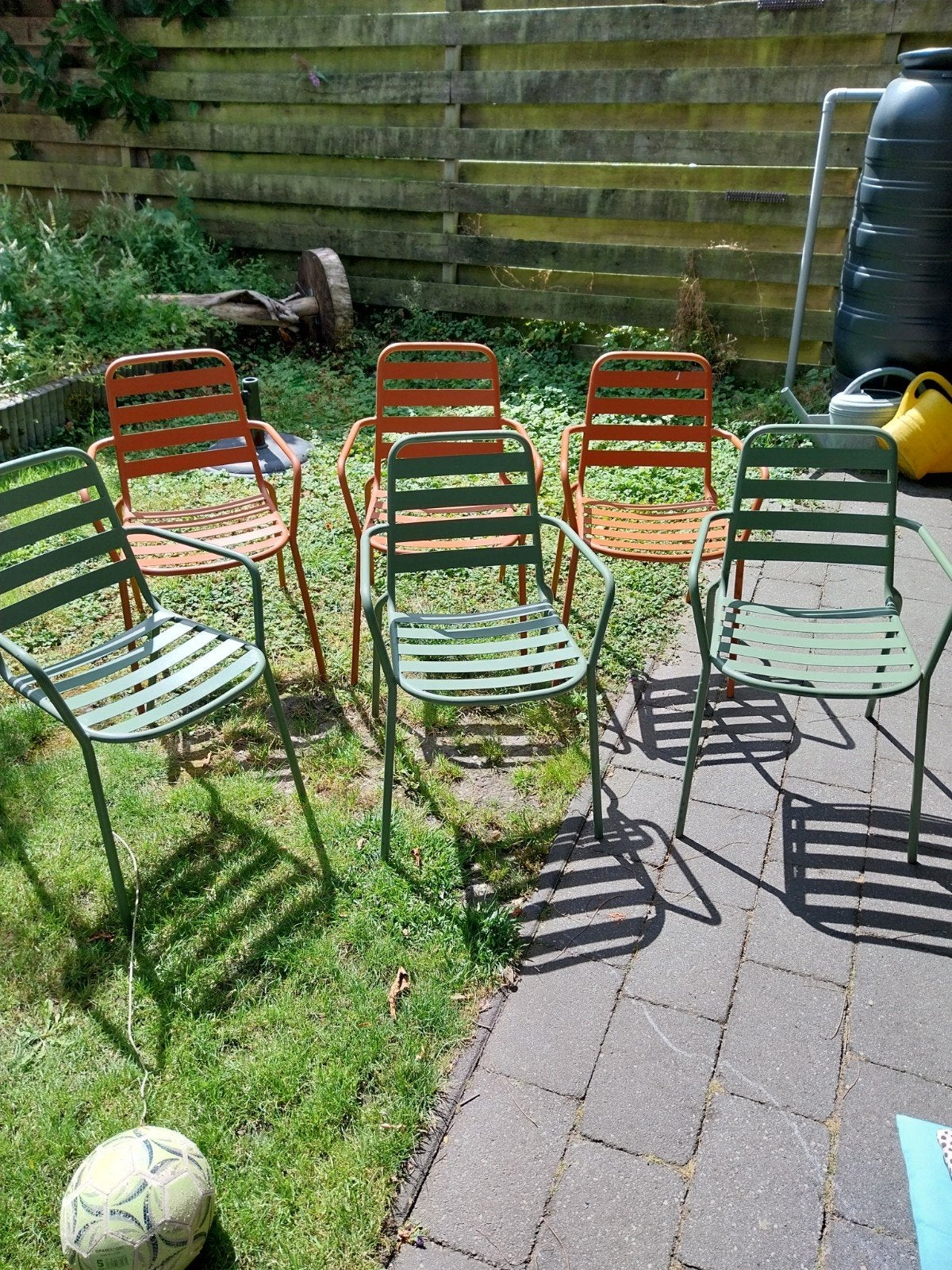 gratis tuinstoelen. 3 terra, 3 groen, Ophalen, Gebruikt, Aluminium