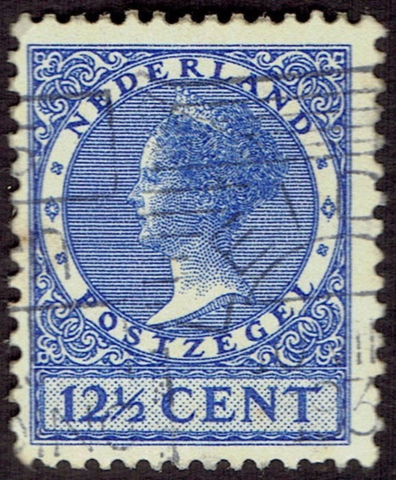 Nederland 1934, Wilhelmina Veth, 12½ cent, watermerk, blauw, Postzegels en Munten, Verzenden, T/m 1940, Gestempeld