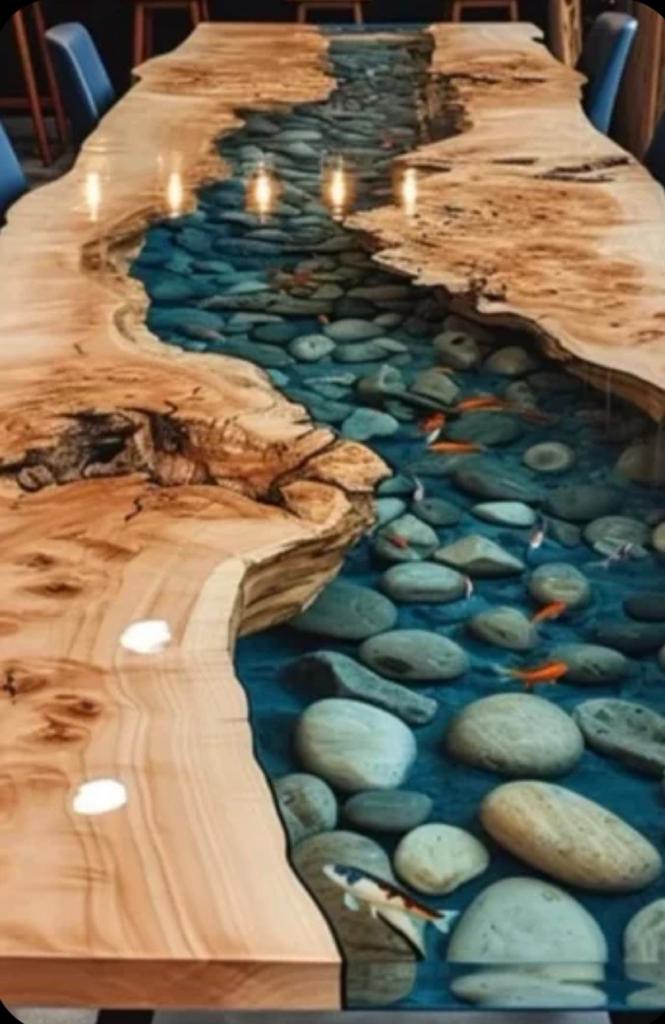 Epoxy rivier tafels op aanvraag, Ophalen