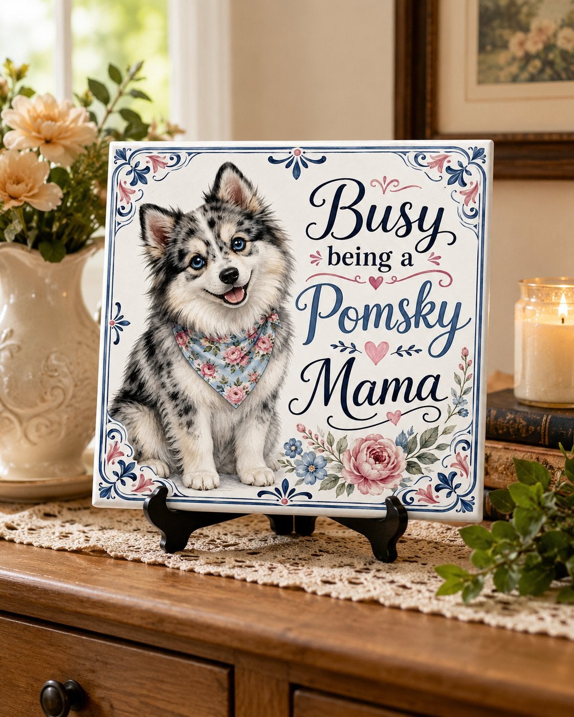 Busy being a Pomksy Mama - tegel, Verzenden, Nieuw