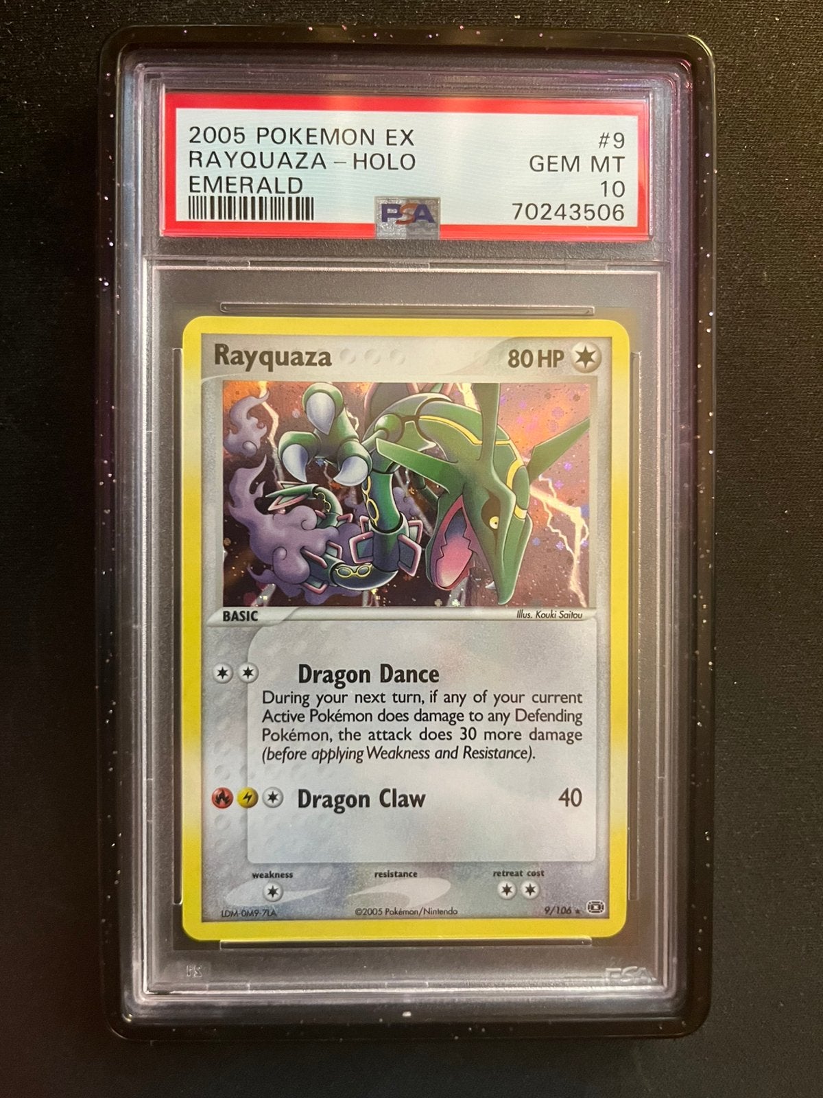 Rayquaza Emerald Holo PSA 10 POP 61, Ophalen, Zo goed als nieuw, Losse kaart, Foil
