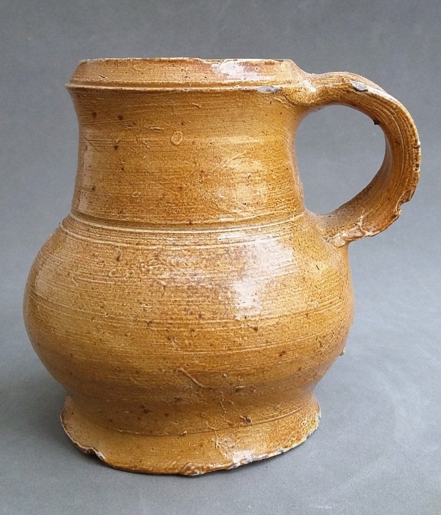 Omstreeks 1550-1600 Bodemvondst Raeren Steengoed Kruik Kan, Antiek en Kunst, Ophalen of Verzenden