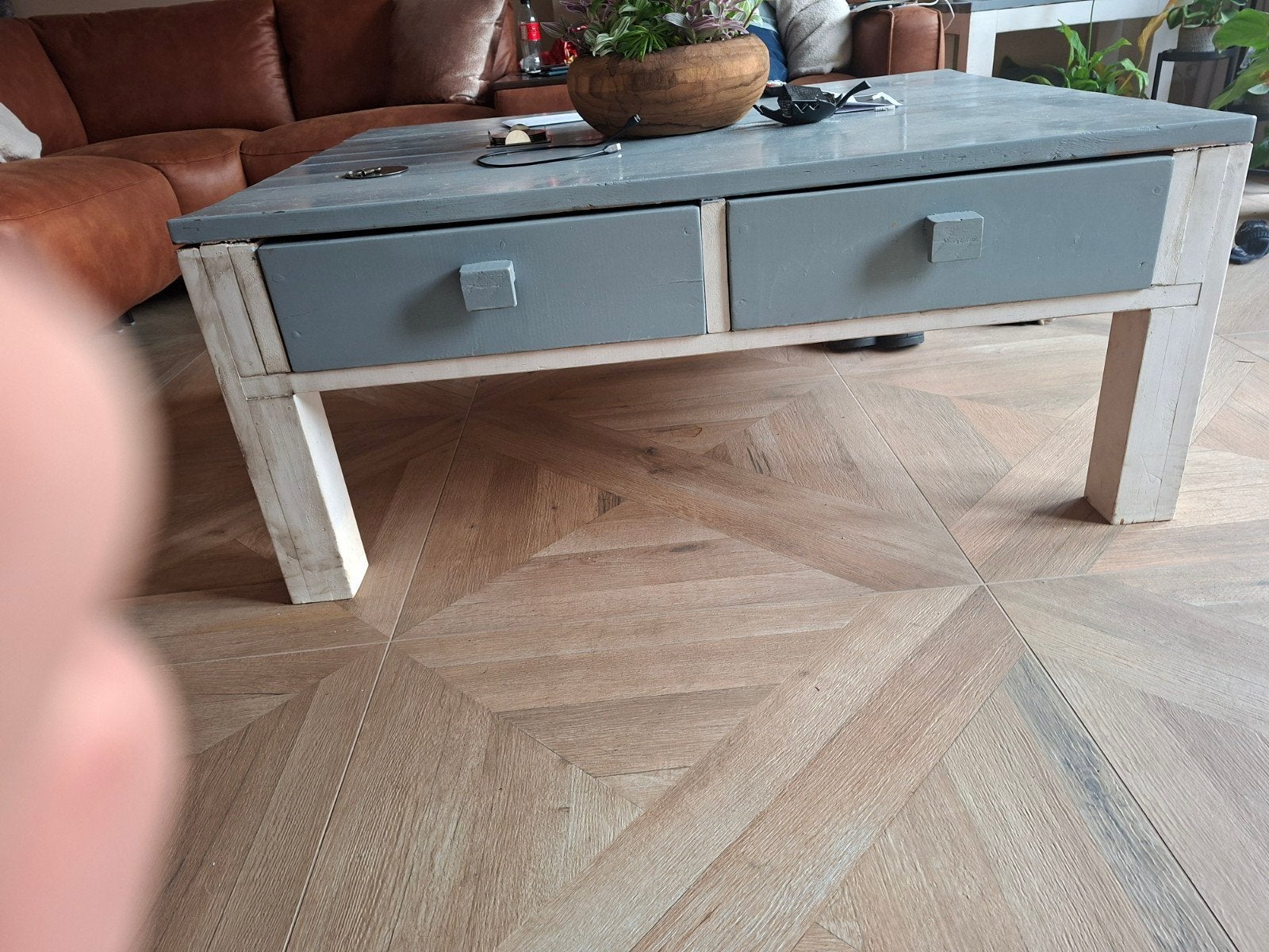 Mooie steigerhouten woonkamer inrichting, Ophalen
