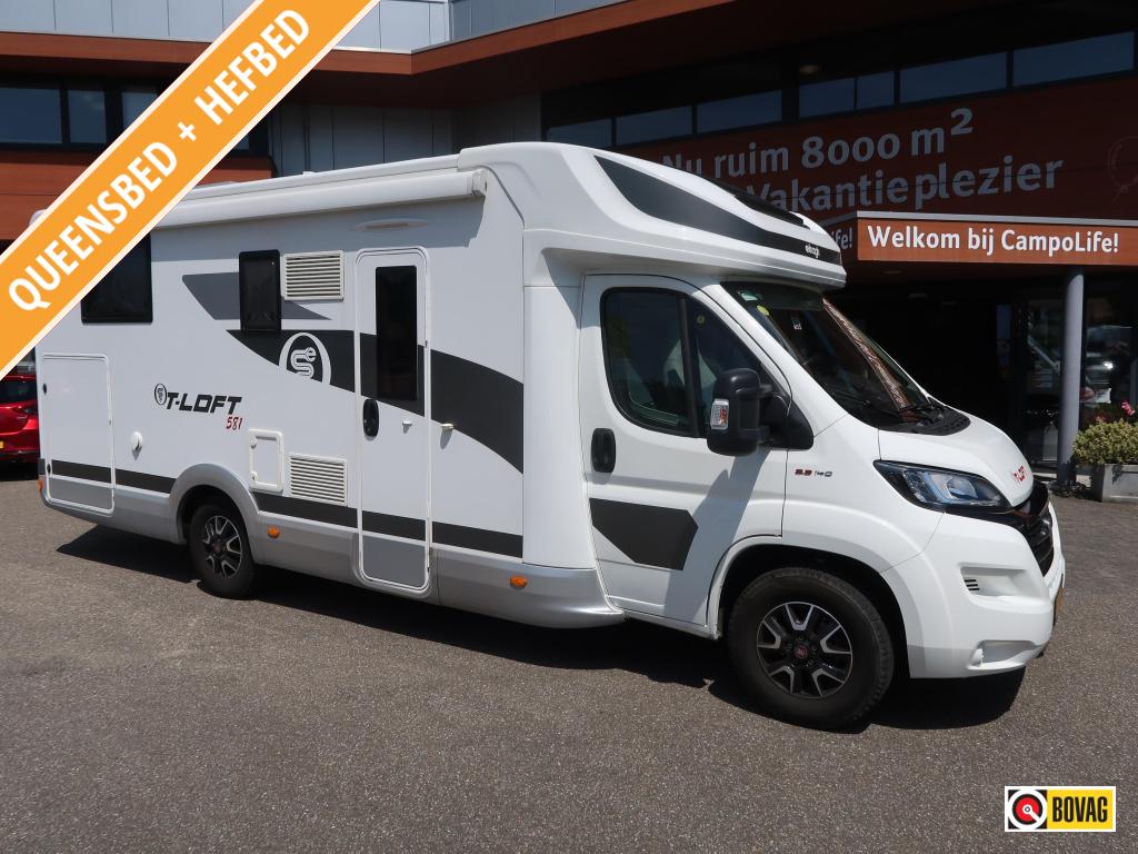 Elnagh T-Loft 581 MET HEFBED EN OPBOUWAIRCO, Caravans en Kamperen, Overige merken, Fiat, Luifel, L-zit