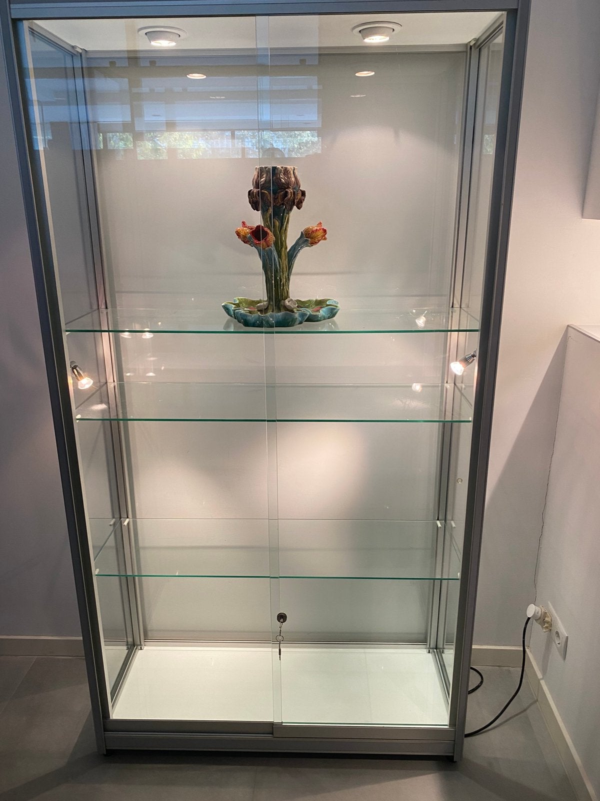 Te koop mooie glazen vitrinekast, Ophalen, Gebruikt, 50 tot 100 cm, Glas