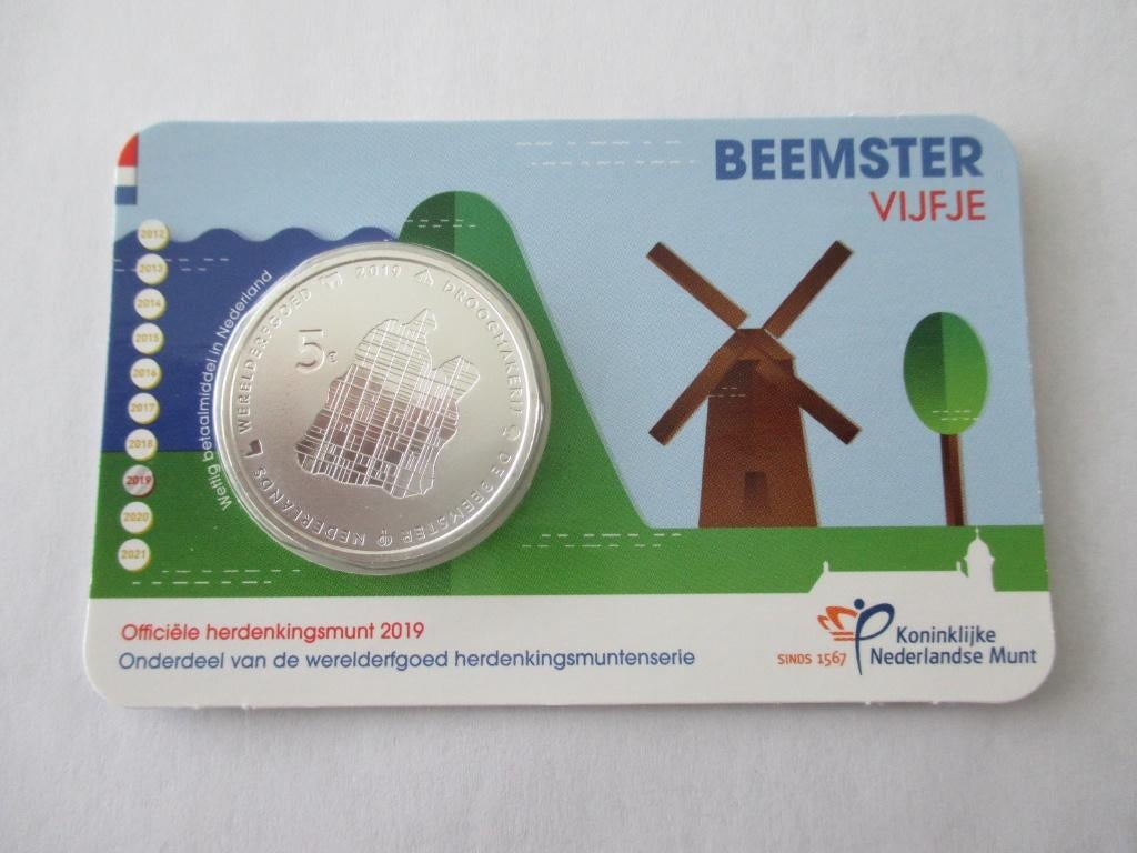 Coincard het Beemster vijfje 2019, Ophalen of Verzenden, Koningin Beatrix, Euro's, Setje