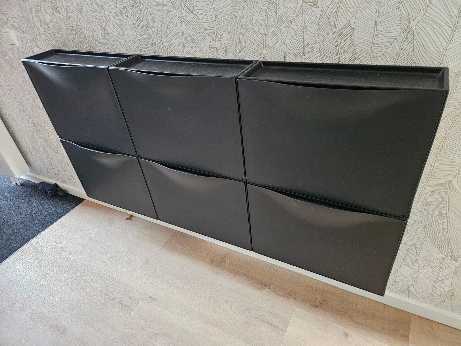 Trones Ikea, Zwarte schoenenkast met 6 vakken, Huis en Inrichting, Ophalen, Gebruikt, Modern minimalistisch