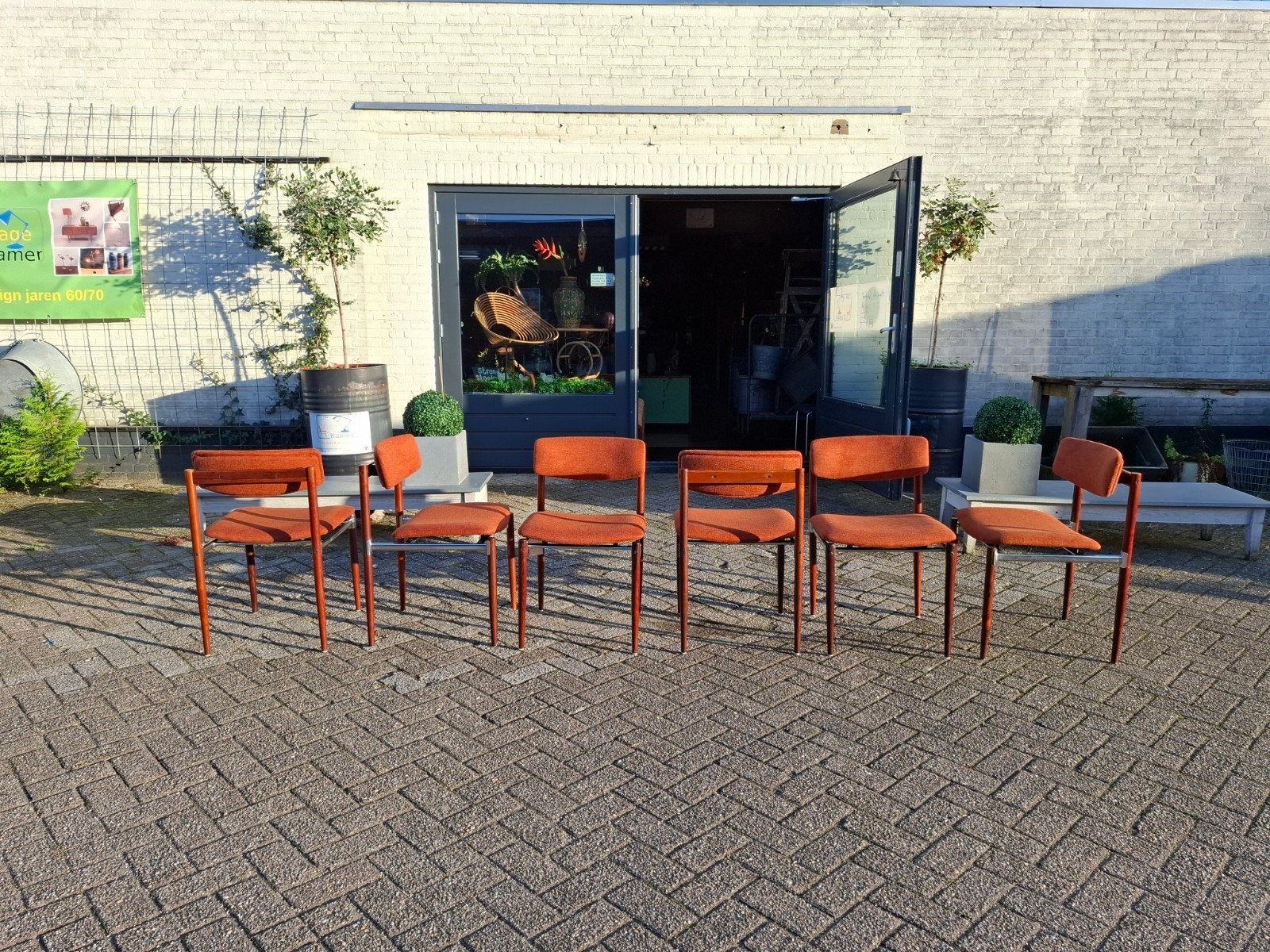 6 Topform eetkamerstoelen gestoffeerd mid century design, Ophalen, Hout, Vintage mid century design jaren 60 70, ...