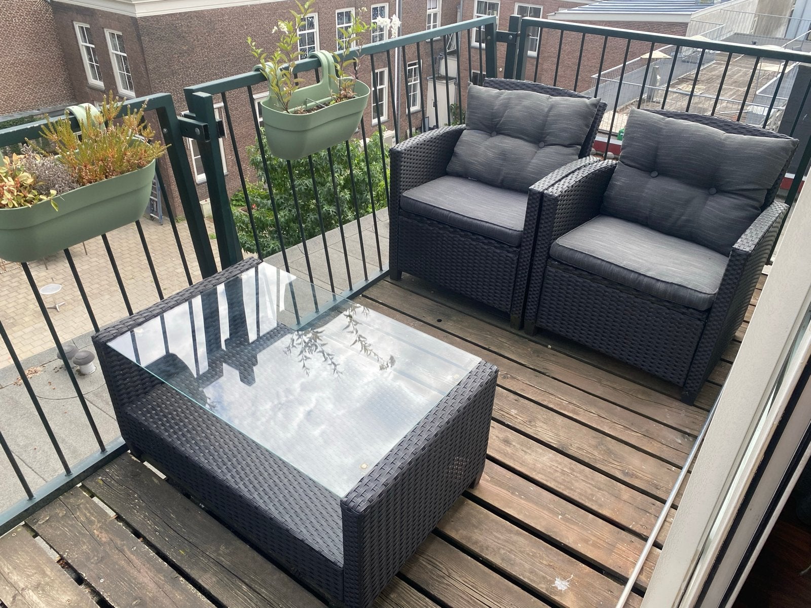 Compacte 4-persoons loungeset met glazen tafel, Ophalen, 4 zitplaatsen, Gebruikt, Loungeset