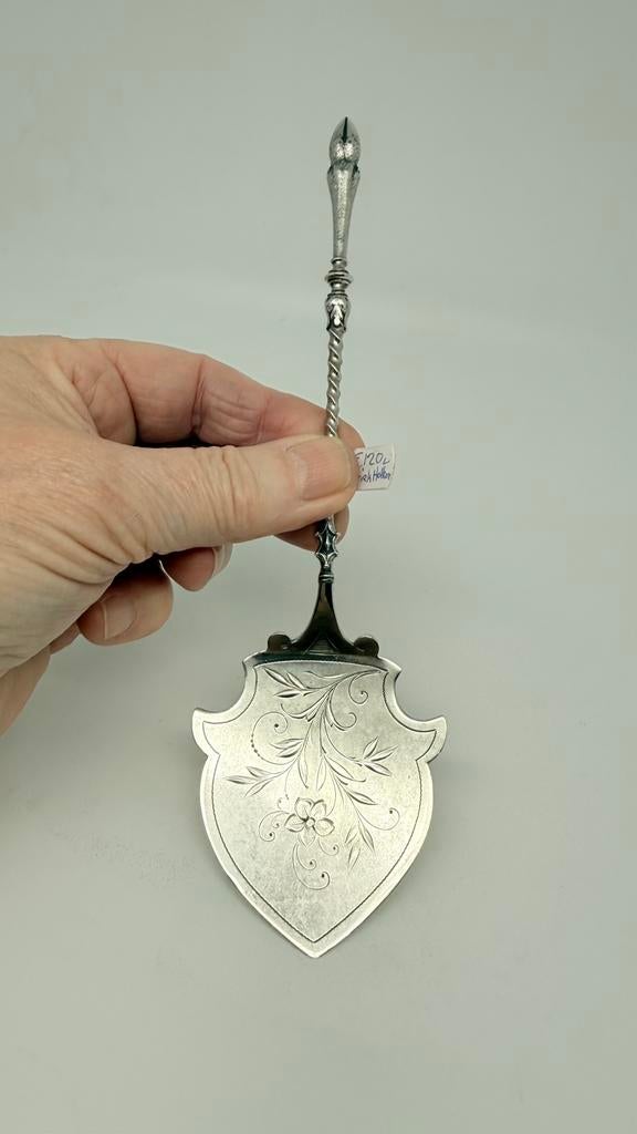 Antiek Hollans zilveren taart-petit foursschep. Bokkepoot!, Antiek en Kunst, Verzenden, Zilver