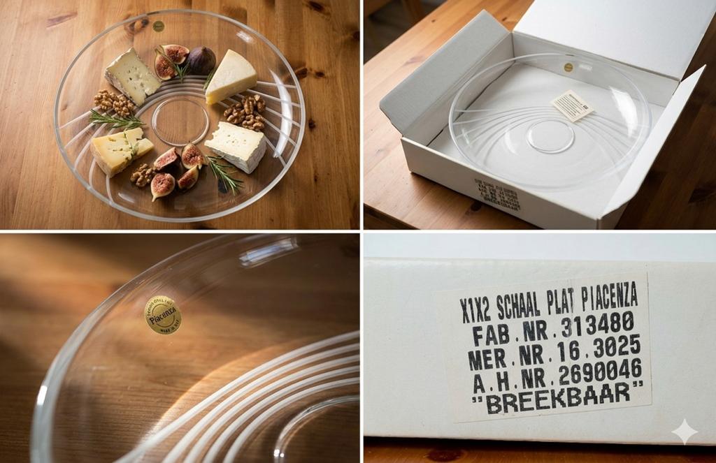 Grote design glazen schaal – Piacenza (Made in Italy), Ophalen, Overige materialen, Schaal, Rond
