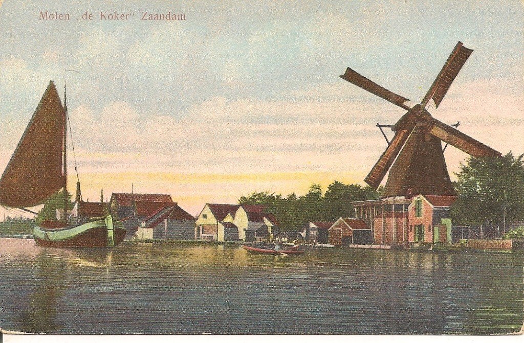 Oude ansichtkaart Molen 'de Koker' Zaandam, Ophalen of Verzenden, Voor 1920, Ongelopen, Noord-Holland