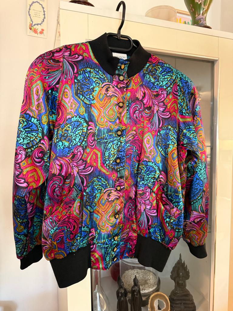 Vintage Bomberjack met Kleurrijke Paisley Print maat 40, Ophalen of Verzenden, Zo goed als nieuw, Maat 38/40 (M), Overige kleuren