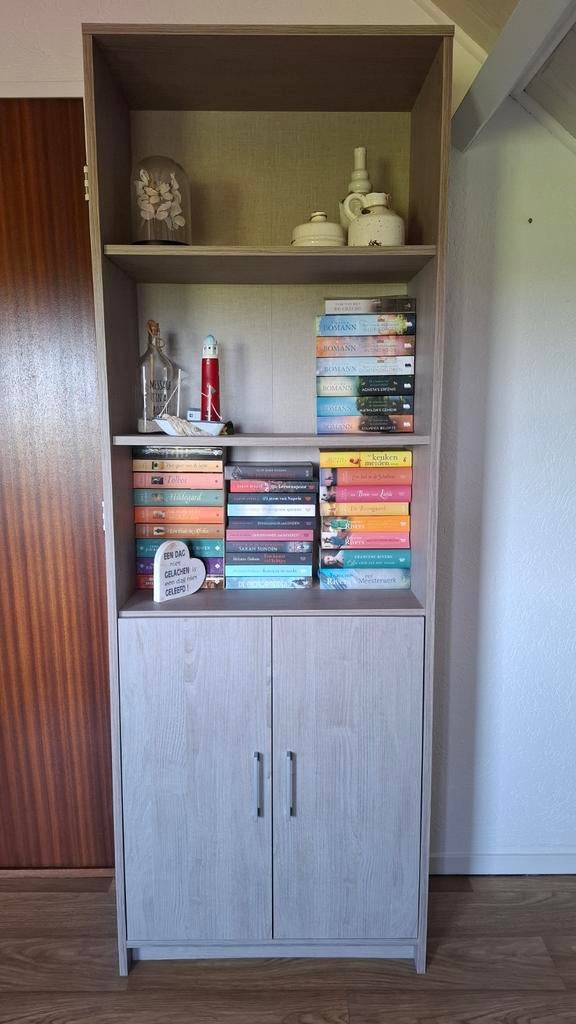 Leen Bakker Kast vergrijsd eiken - Zo goed als nieuw, Ophalen, Met deur(en), 200 cm of meer, 50 tot 100 cm