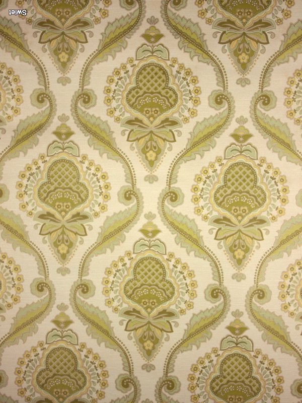 9893 zoetig barok vintage behang in zachtgroen en goud swiet, Ophalen of Verzenden, Minder dan 10 m², Grijs