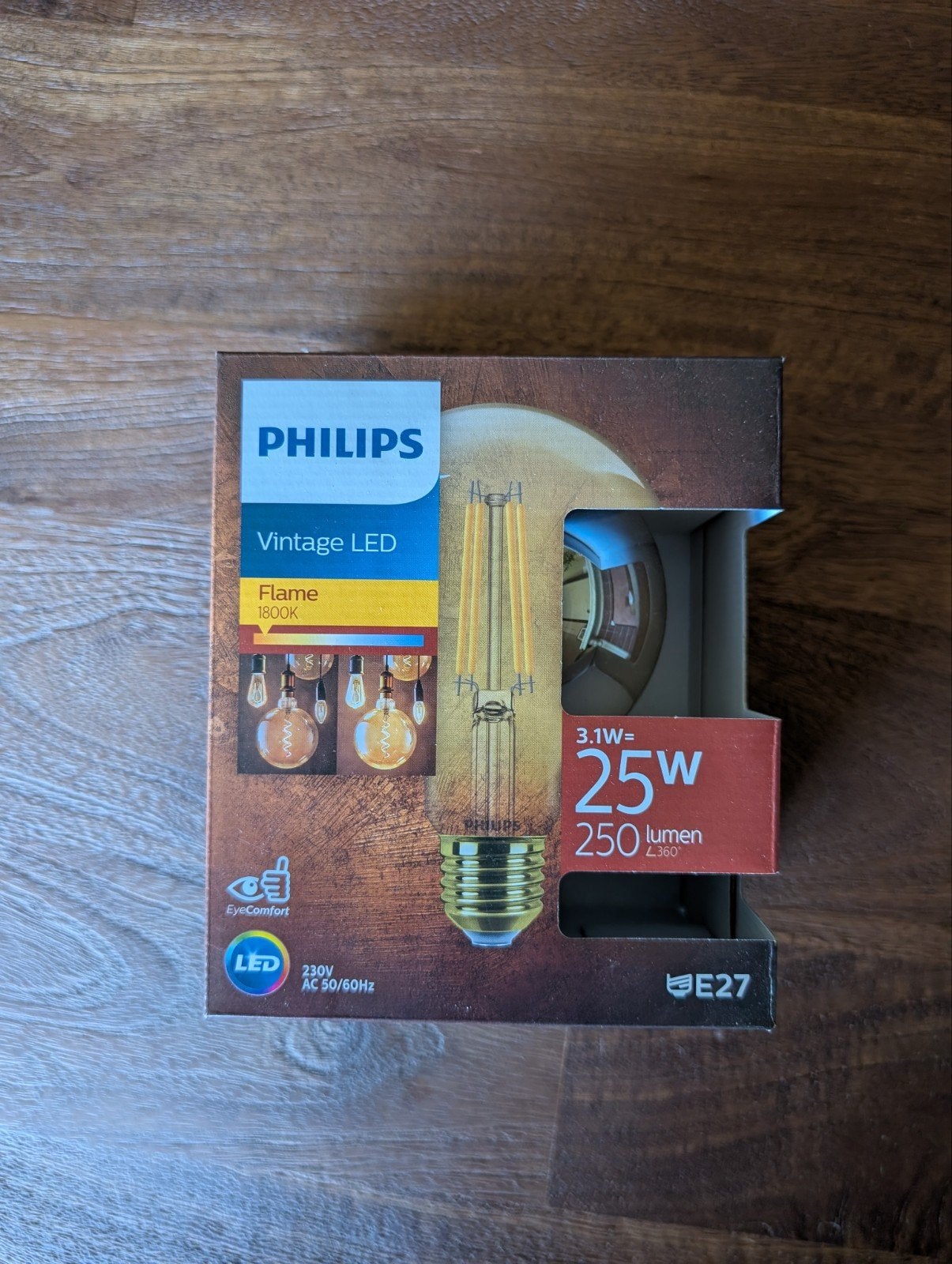 Philips Vintage LED Flame E27 Lamp 3.1W (25W) 1800K, Ophalen, Overige kleuren, Philips, Nieuw