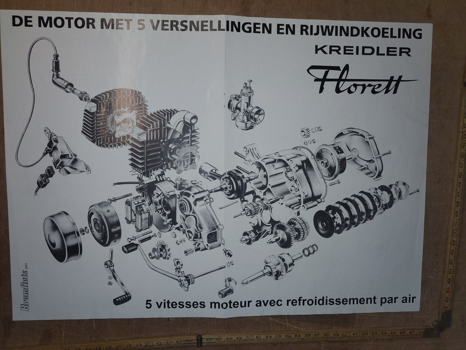Kreidler Florett 5v poster uit de bromfiets, Ophalen of Verzenden, Gebruikt
