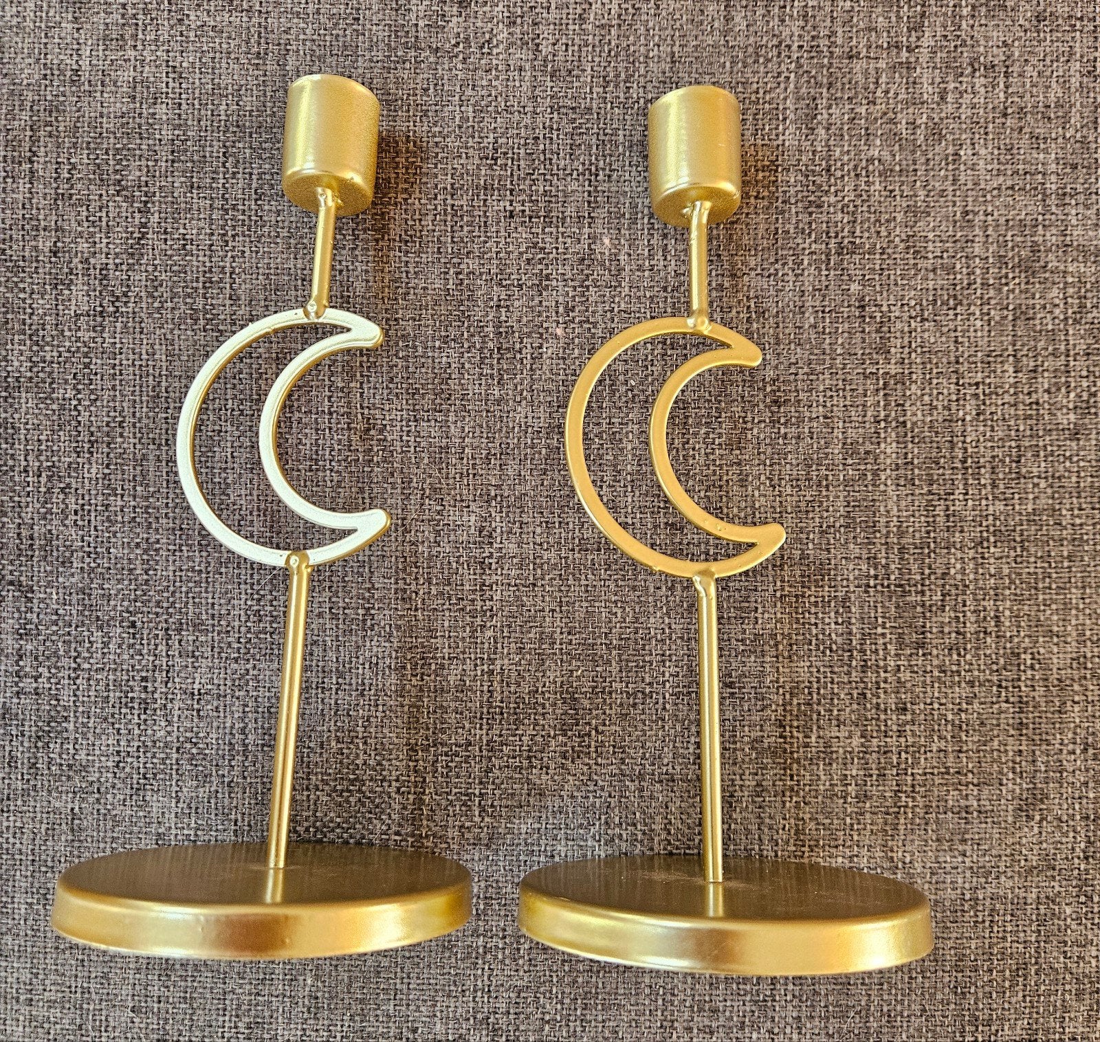 Nieuwe gouden Ramadan kandelaars met maan design - set van 2, Nieuw, Ophalen of Verzenden, Metaal, Kandelaar