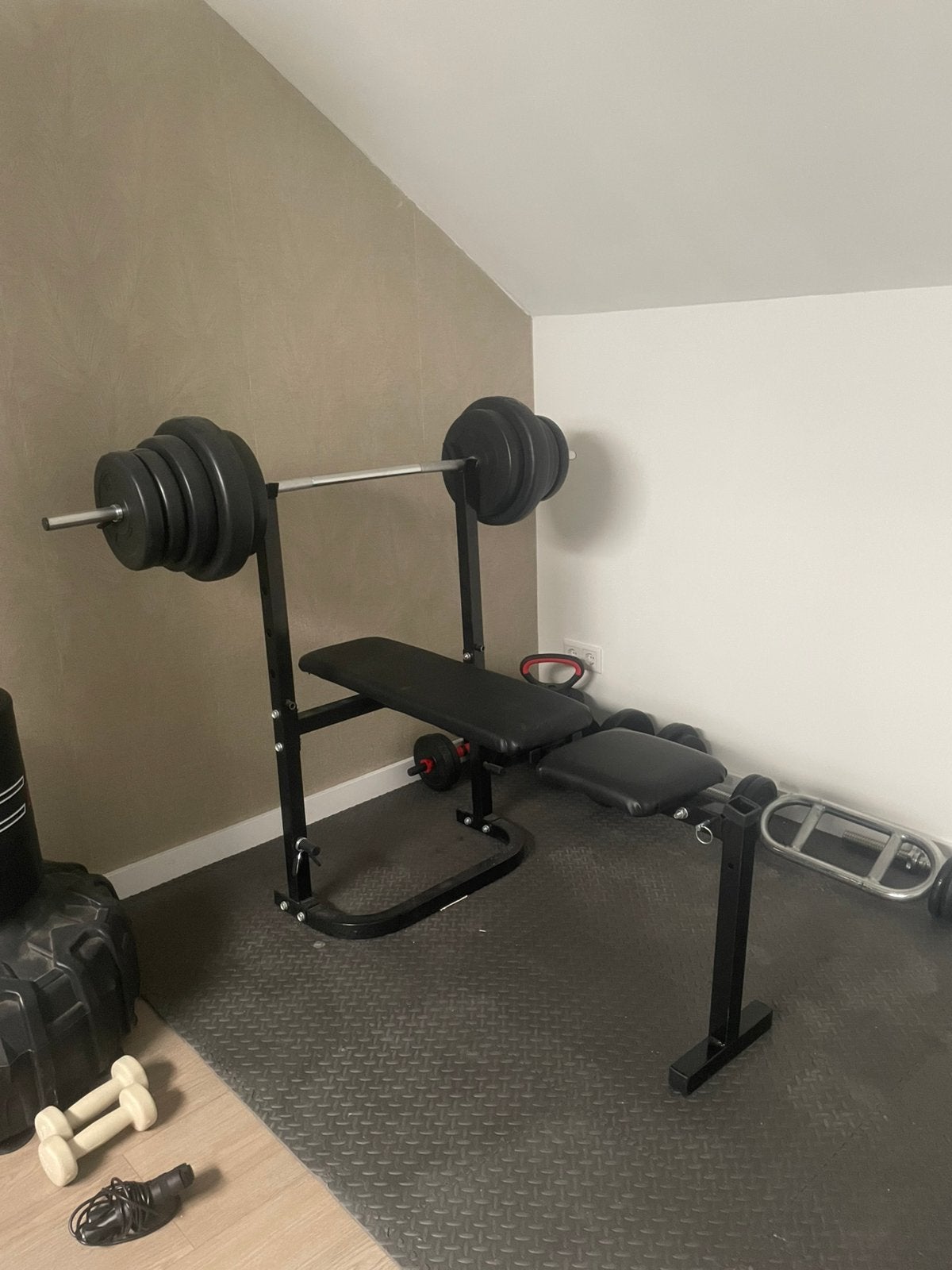 Homegym met vlakke bank, Ophalen, Zo goed als nieuw, Fitnessbank