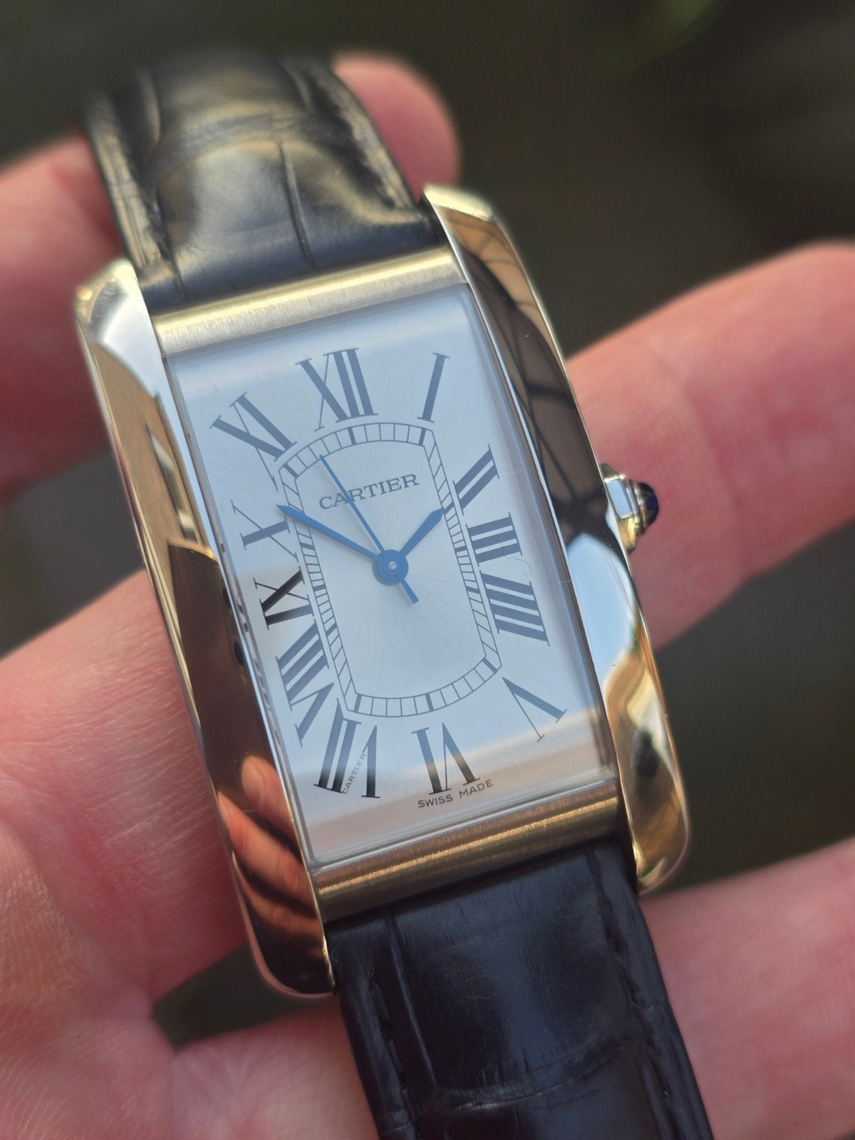 cartier tank americaine automaat ref: 3972, Overige merken, Staal, Polshorloge, Ophalen of Verzenden