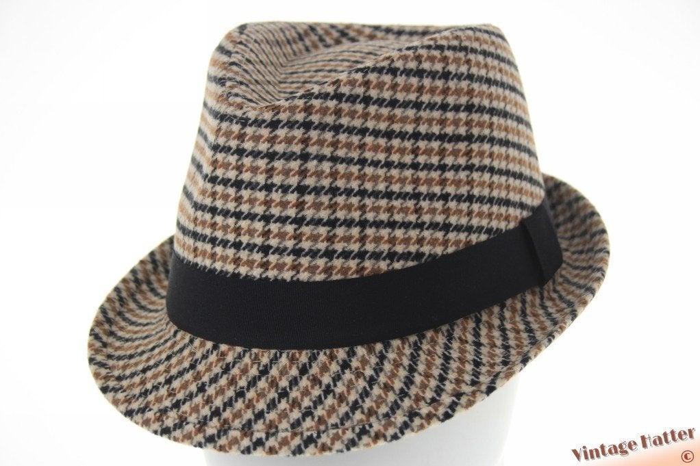 Gleufhoed Trilby tweed-stijl wit zwart bruin 57 58 59 60 new, Ophalen of Verzenden, Nieuw, 58 of 59 cm (L, 7¼ of ⅜ inch), Hoed