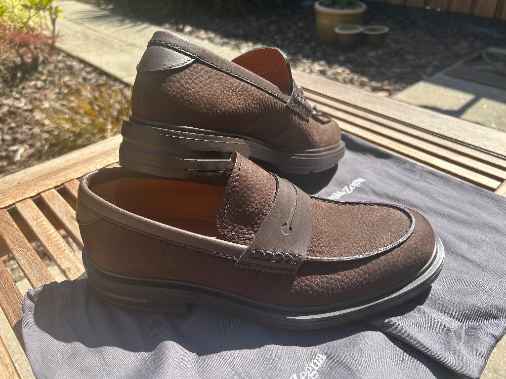 Ermenegildo Zegna Loafers NIEUW / Ongedragen M 42 / Size 8, Loafers, Ermenegildo Zegna, Bruin, Nieuw