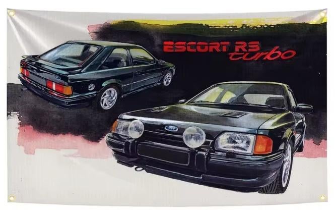 FORD ESCORT BANNER 60X90 MET BEVESTIGGINGS OGEN, Auto diversen, Ophalen of Verzenden, Nieuw