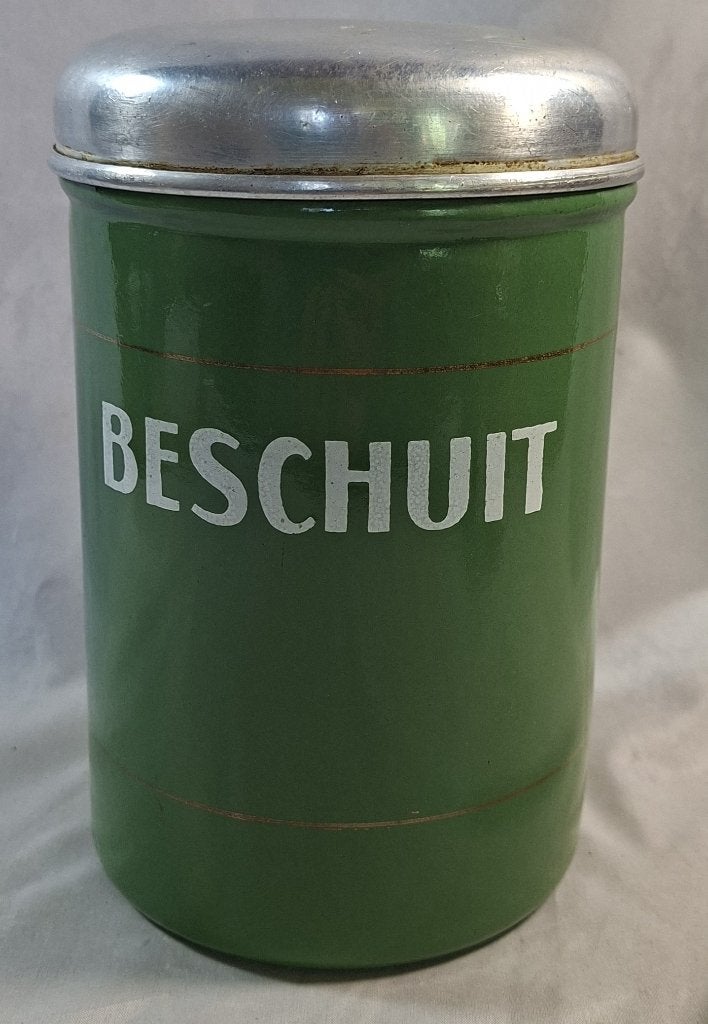 Groen emaille  beschuitblik, Verzenden