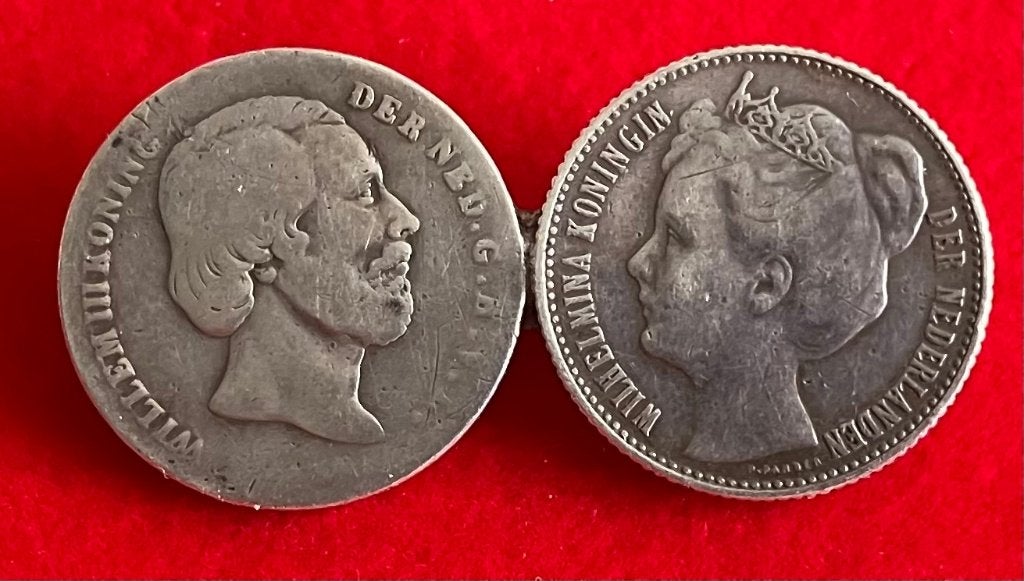 broche vader / dochter (Willem III - Wilhelmina), Ophalen, ½ gulden, Koning Willem III, Setje