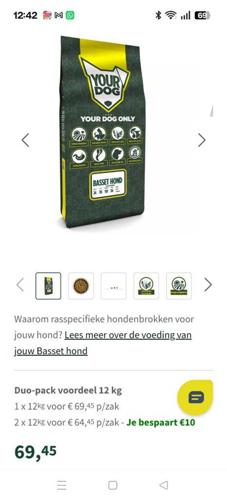 Natuurlijke hondenbrokken voor ras Basset 12 kg, Dieren en Toebehoren, Ophalen