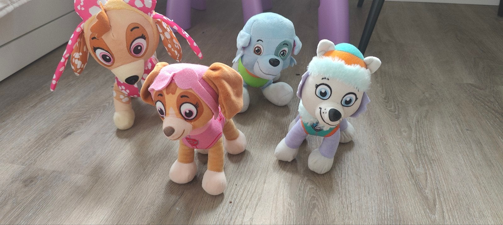 5 Paw Patrol Knuffels - Skye, Everest en Rocky, Gebruikt, Roze, Paw Patrol, Hond