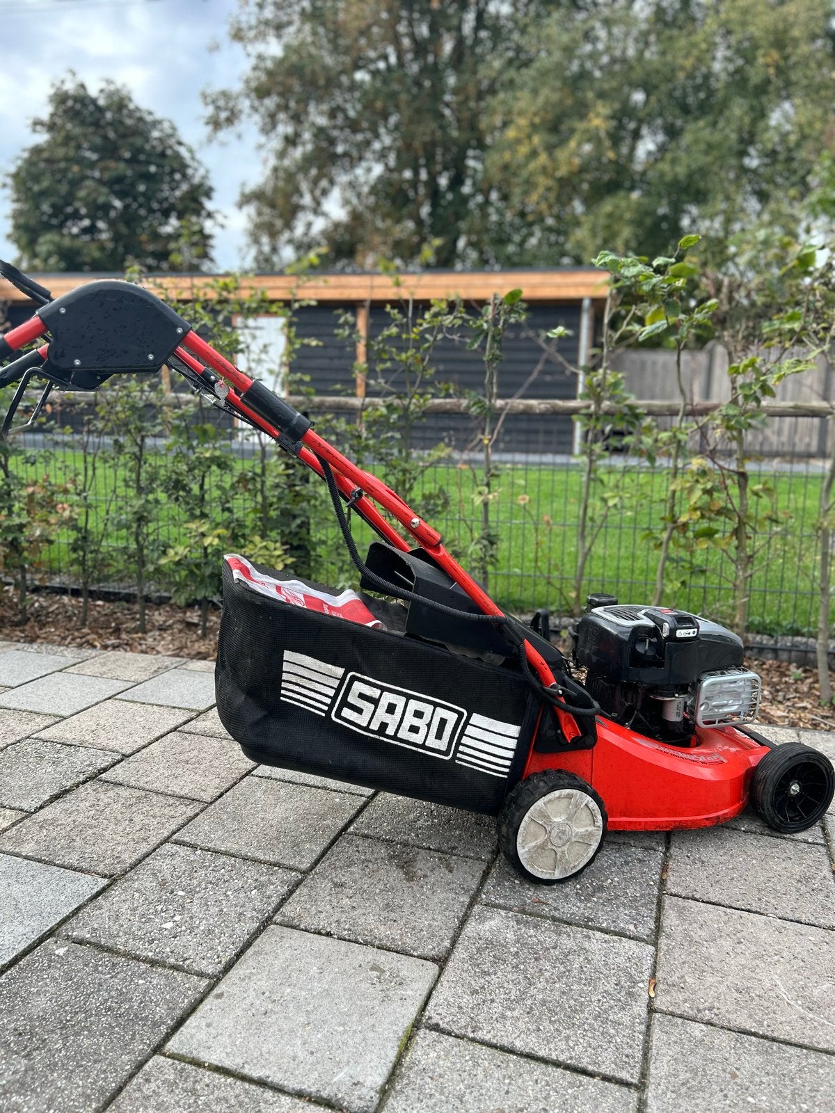 Sabo 675 iS Benzine Grasmaaier met Instart 163cc, Ophalen, Cirkelmaaier, Gebruikt, 40 t/m 49 cm
