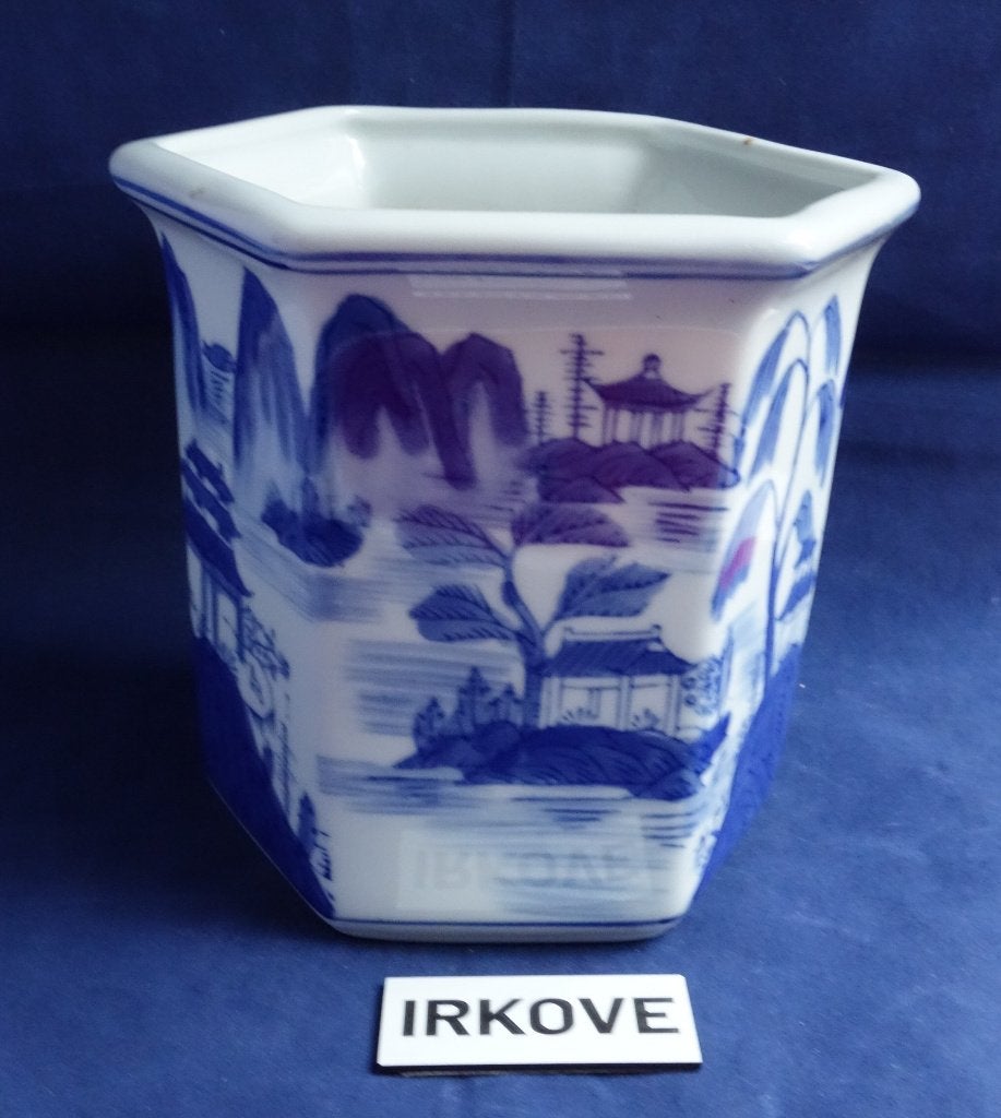 FRAAIE CHINESE BLOEMPOT * Blauw Wit *, Verzenden