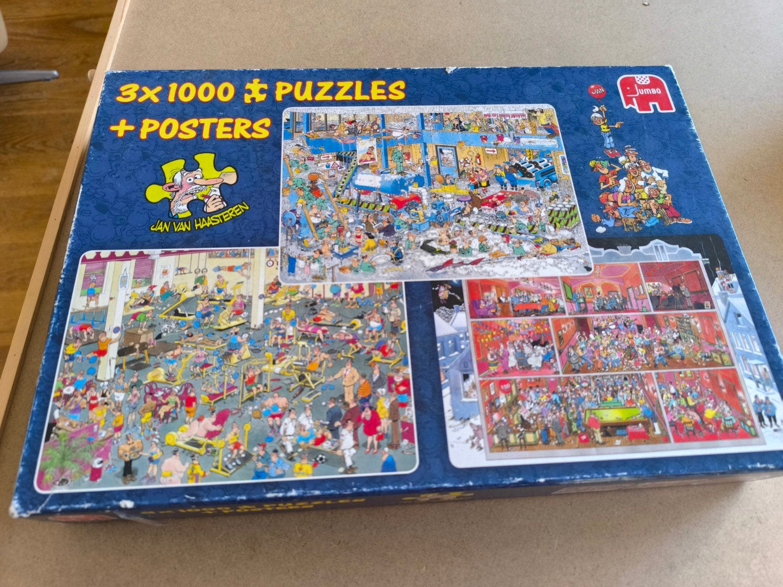 Drie Jan van Haasteren puzzels, 1.000 stukjes, Hobby en Vrije tijd, Ophalen, 500 t/m 1500 stukjes, Zo goed als nieuw