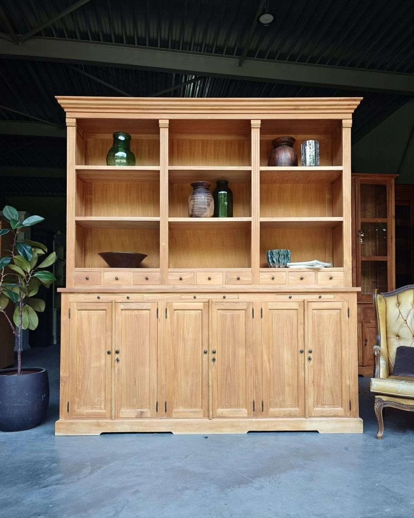Mooie teak boekenkast | Vakkenkast teakhout #8664, Huis en Inrichting, Kasten | Boekenkasten, Gebruikt, Met deur(en), -, 200 cm of meer