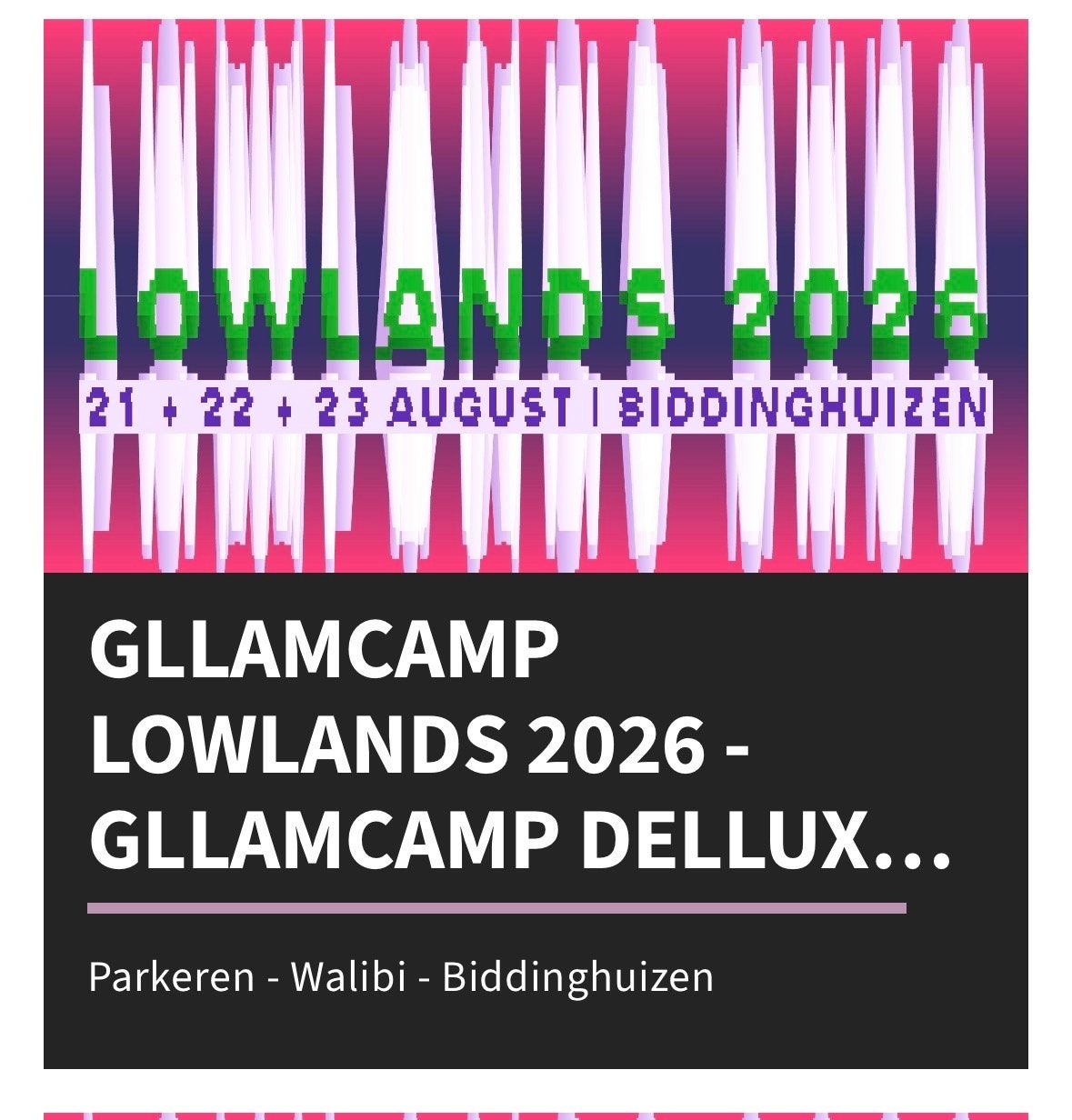 Gllamcamp 4P Awaji + 2x VIP Parking, Tickets en Kaartjes, Evenementen en Festivals, Drie personen of meer