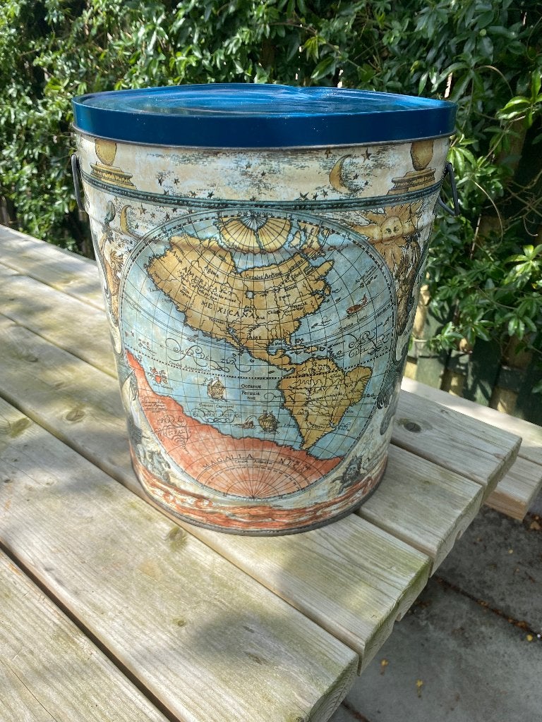 Vintage grote opbergtrommel, Vintage, Gebruikt, Meerkleurig, Ophalen of Verzenden