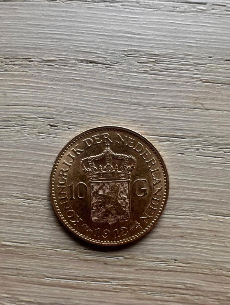 Gouden tientje 1912, Postzegels en Munten, Ophalen, Goud, Koningin Wilhelmina, Losse munt
