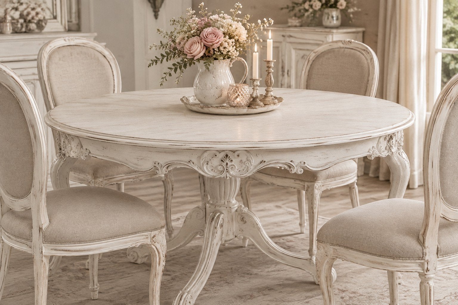 GEVRAAGD: Romantische shabby chic eettafel Louis XV stijl, Huis en Inrichting, Tafels | Eettafels, Ophalen of Verzenden