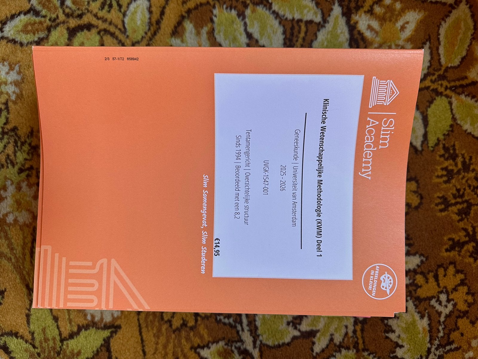 Slim Academy Geneeskunde Jaar 1 UvA 2025-2026, Ophalen of Verzenden, Beta, Zo goed als nieuw, WO