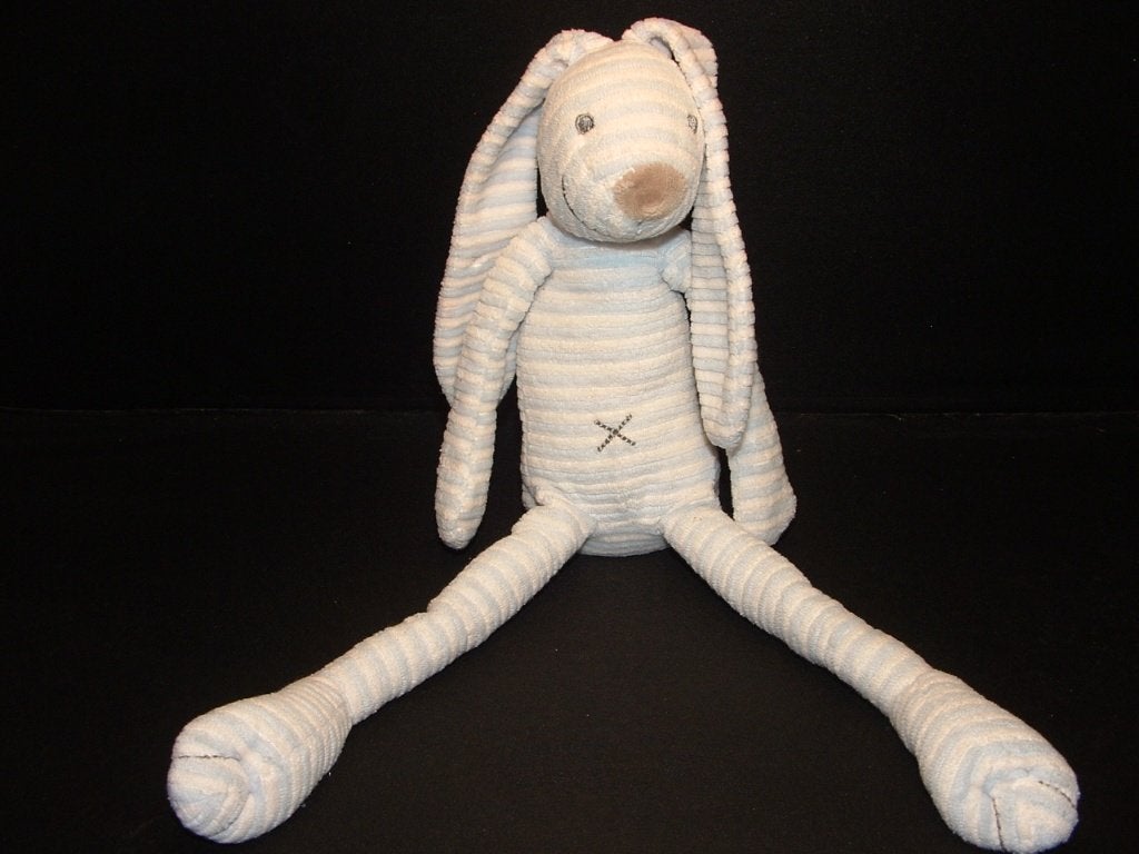 HAPPY HORSE KONIJN REECE NR1 VELOURS BLAUW/WIT GESTREEPT, Kinderen en Baby's, Speelgoed | Knuffels en Pluche, Ophalen of Verzenden