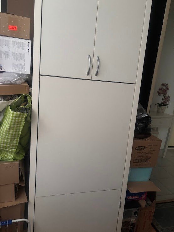 Hoge Witte Ikea Computerkast kast, Gebruikt, Strakke moderne kast., Ophalen of Verzenden, 170 cm of meer