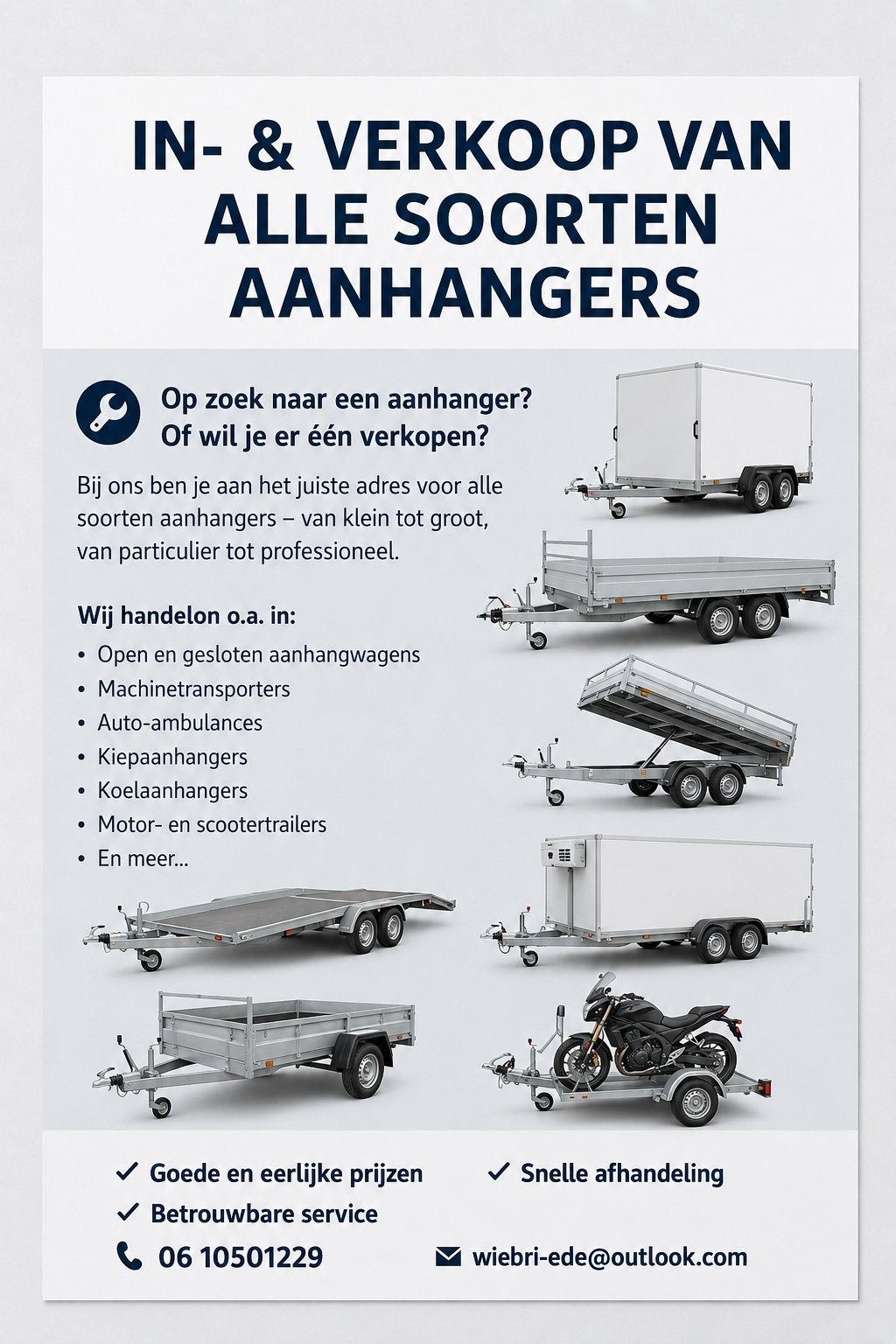 Gezocht tekoop gevraagd aanhanger kar kieper kipper gesloten, Ophalen