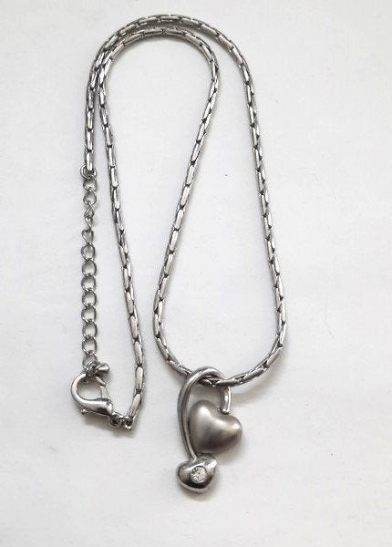Elegante halsketting met hanger dubbel hartje & strass (6917, Sieraden, Tassen en Uiterlijk, Kettinghangers, Nieuw, Overige materialen