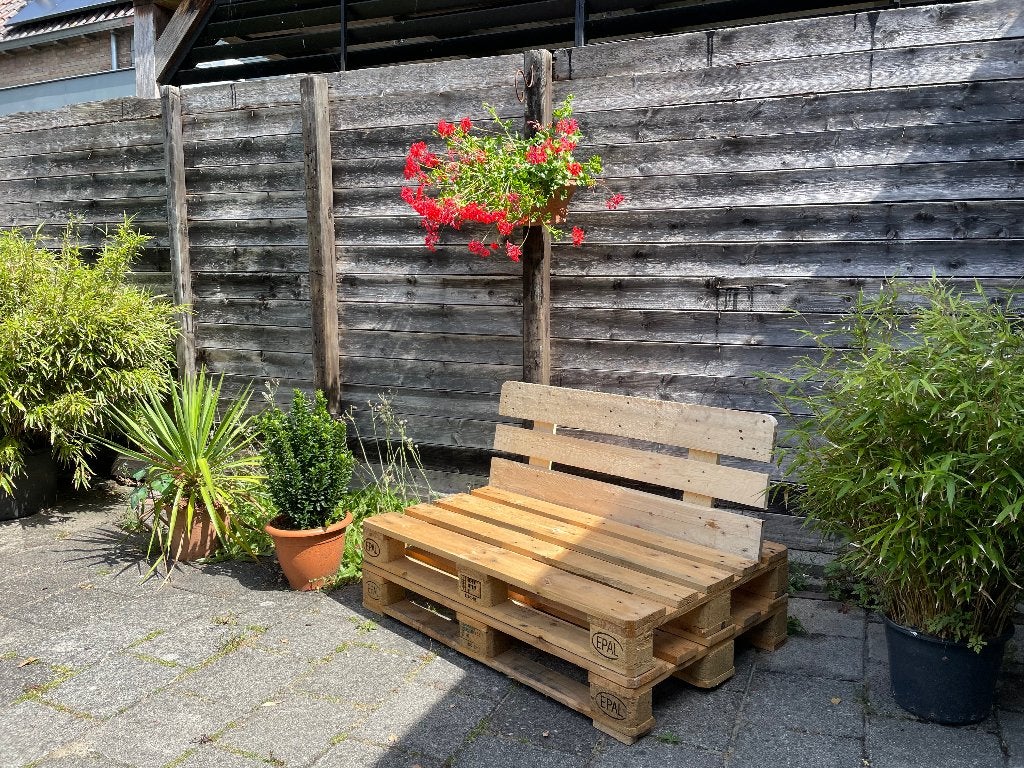 pallet bank, Tuin en Terras, Tuinsets en Loungesets, Zo goed als nieuw, Bank, Hout, Ophalen