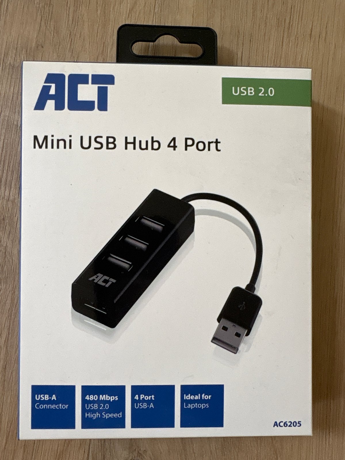ACT Mini USB Hub 4 Poort USB 2.0 - Nieuw in verpakking, Ophalen, Nieuw