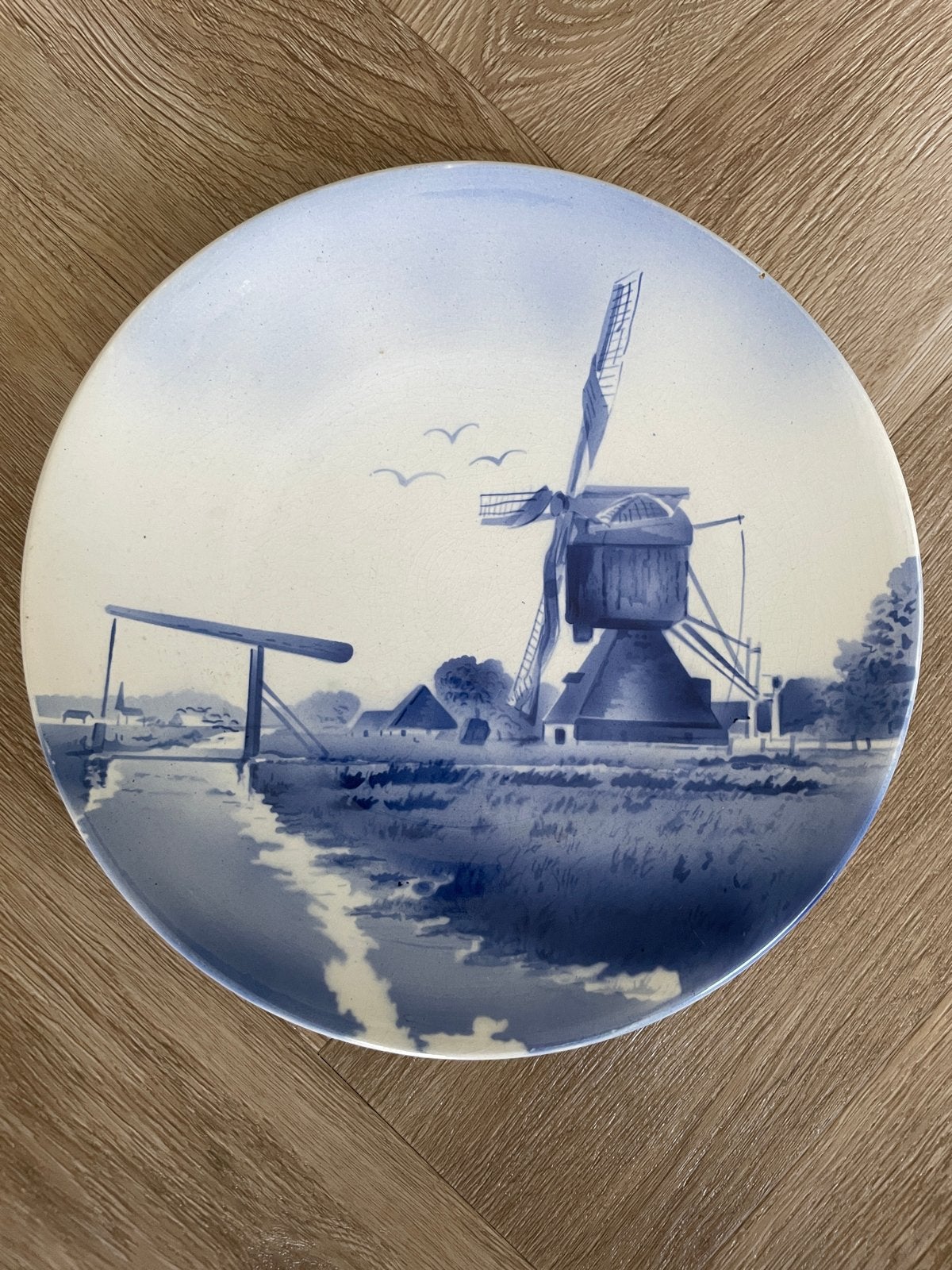 Delfts Blauw Sierbord met Hollandse Molen, Ophalen
